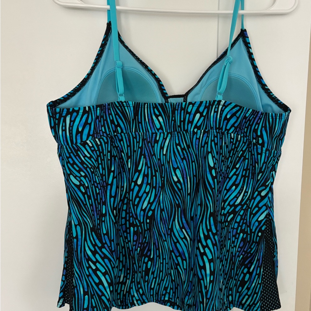 Floral Purple and Blue Spaghetti Strap Tankini Tops - Picture 6 of 10